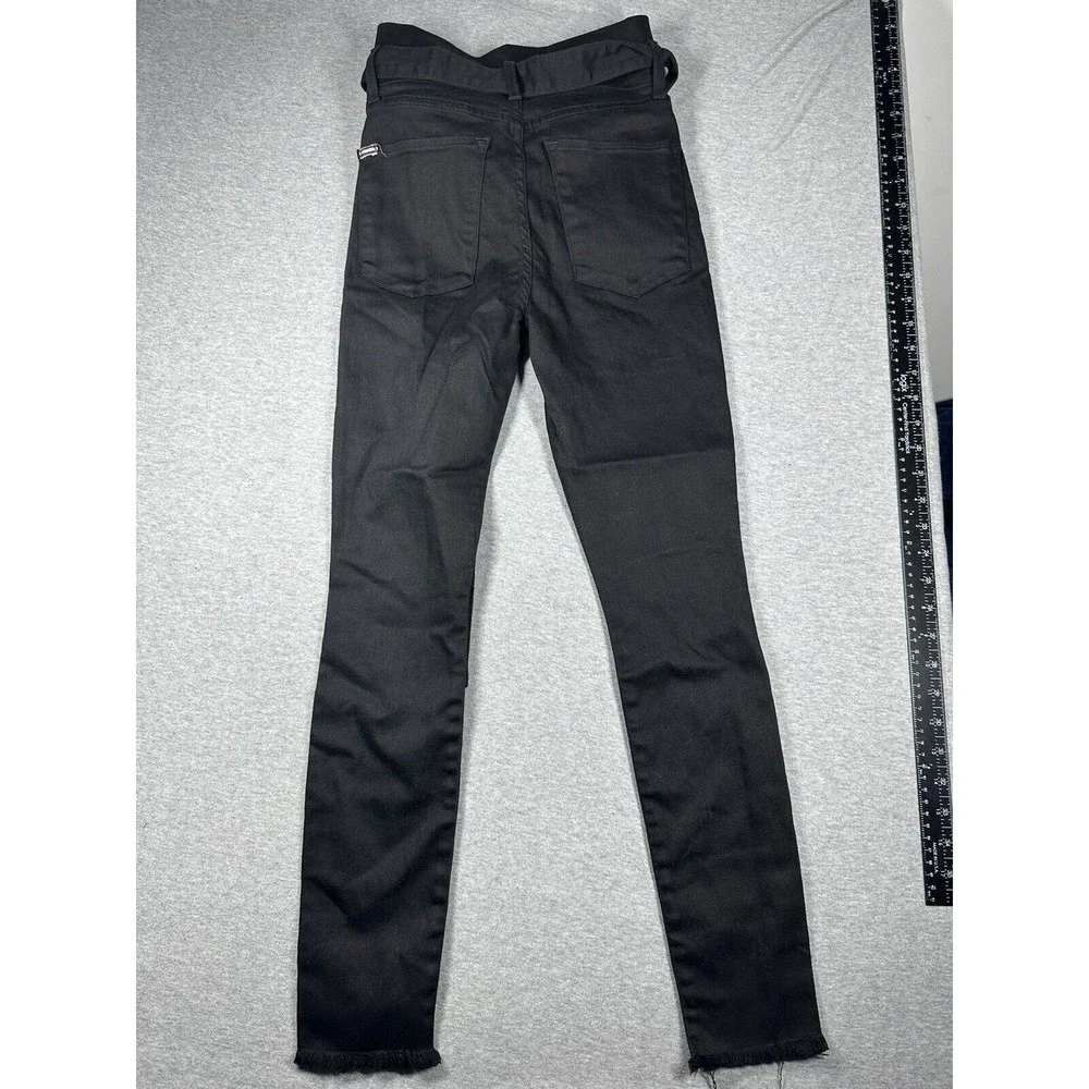 Alice + Olivia Good Night Fever belted paper bag waist black jeans 24‎